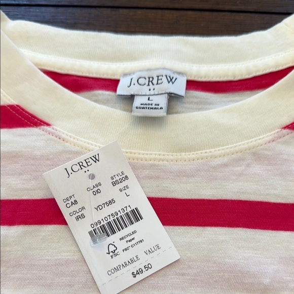 J. Crew Factory Long Sleeve Tee with Pink and White Stripes - Picture 4 of 9